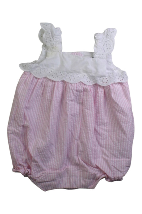 A Pink Sleeveless Rompers from Janie & Jack in size 0-3M for girl. (Front View)
