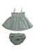 A Green Shorts Sets from Oeuf in size 6-12M for girl. (Back View)