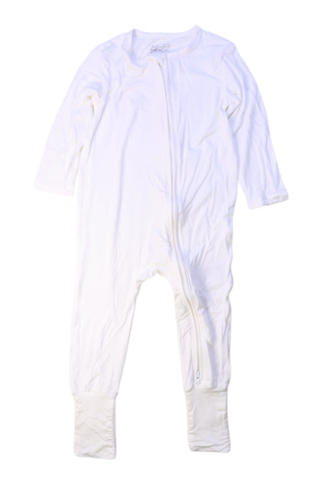 A White Onesies from Not Too Big in size 6-12M for neutral. (Front View)