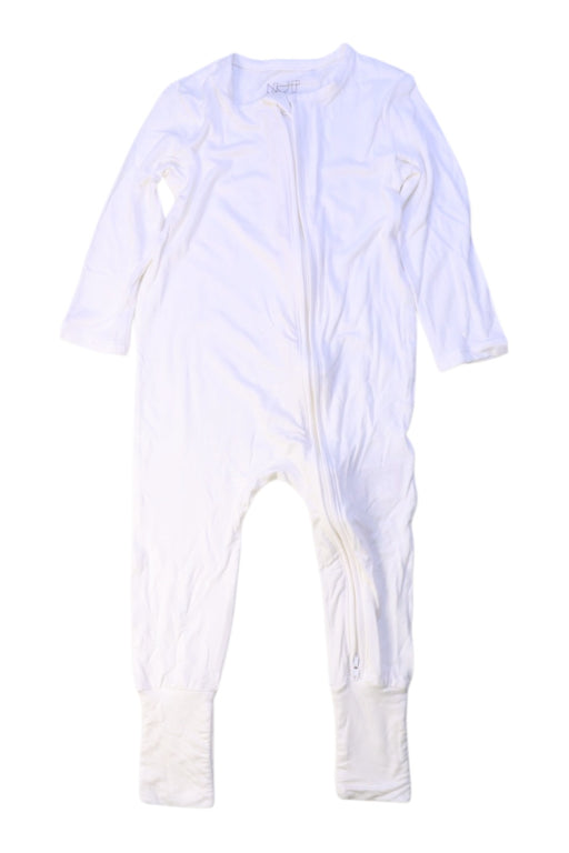 A White Long Sleeve Jumpsuits from Not Too Big in size 6-12M for neutral. (Front View)