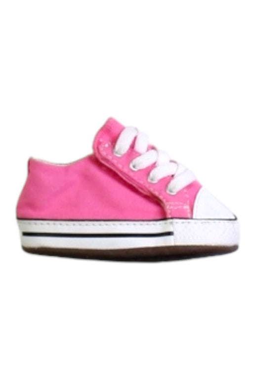 A Pink Sneakers from Converse in size 3-6M for girl. (Front View)