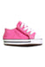 A Pink Sneakers from Converse in size 3-6M for girl. (Front View)