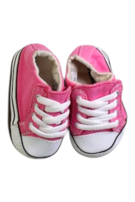 A Pink Sneakers from Converse in size 3-6M for girl. (Back View)