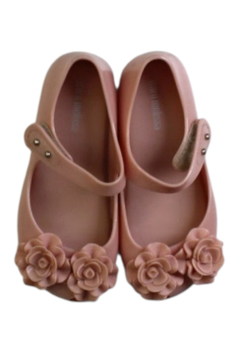 A Pink Flats from Mini Melissa in size 3T for girl. (Back View)