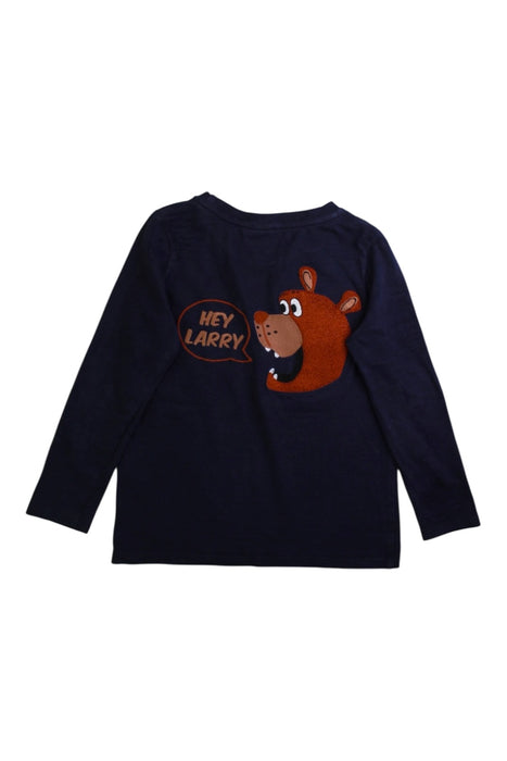 A Navy Long Sleeve T Shirts from Seed in size 5T for boy. (Back View)
