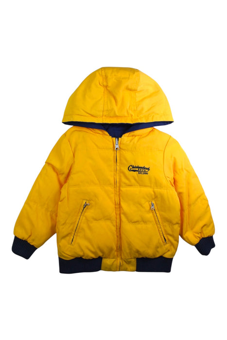 A Blue Puffer/Quilted Jackets from Chickeeduck in size 4T for boy. (Back View)