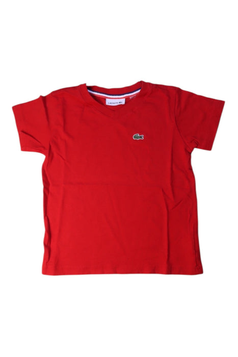 A Red Short Sleeve T Shirts from Lacoste in size 3T for boy. (Front View)