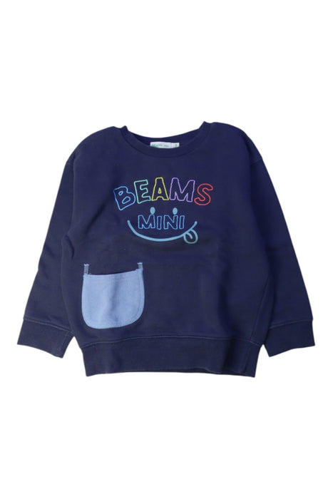A Navy Crewneck Sweatshirts from BEAMS in size 4T for boy. (Front View)