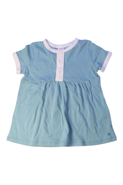 A Blue Short Sleeve Dresses from Petit Bateau in size 6-12M for girl. (Front View)