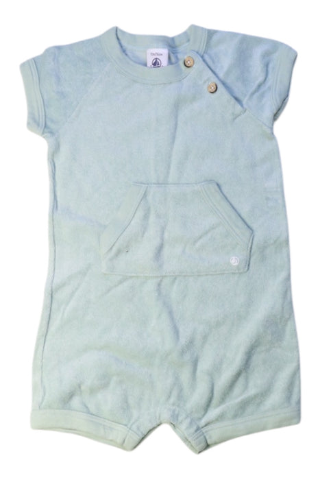 A Blue Short Sleeve Rompers from Petit Bateau in size 6-12M for neutral. (Front View)