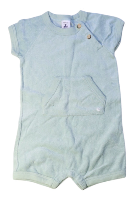 A Blue Short Sleeve Rompers from Petit Bateau in size 6-12M for neutral. (Front View)