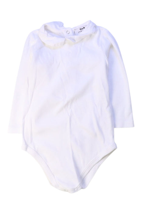 A White Long Sleeve Bodysuits from Cyrillus in size 6-12M for girl. (Front View)