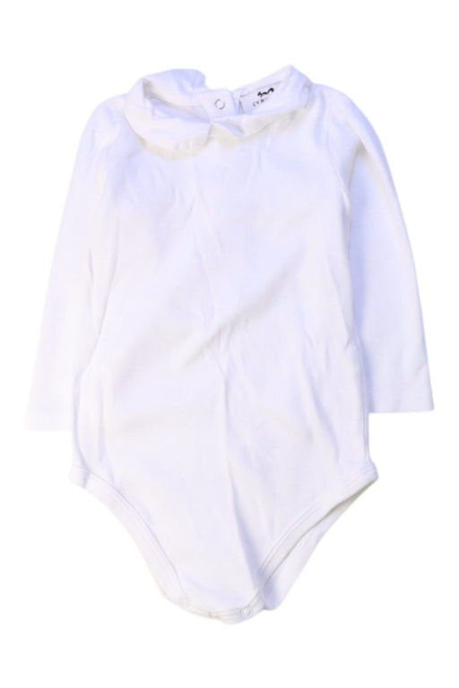 A White Long Sleeve Bodysuits from Cyrillus in size 6-12M for girl. (Front View)