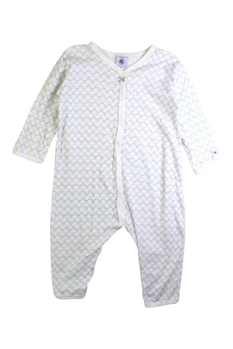 A White Onesies from Petit Bateau in size 12-18M for girl. (Front View)