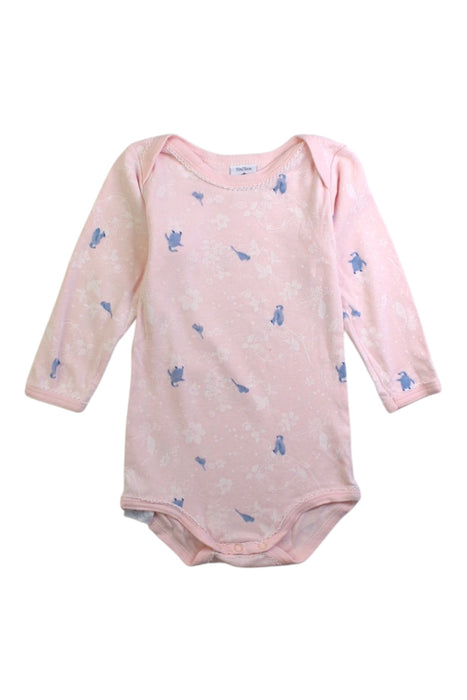 A Pink Long Sleeve Bodysuits from Petit Bateau in size 6-12M for girl. (Front View)