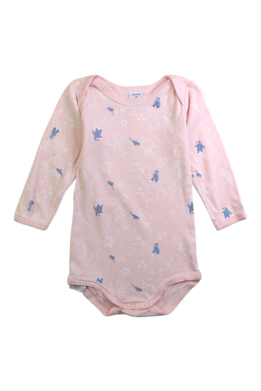 A Pink Long Sleeve Bodysuits from Petit Bateau in size 6-12M for girl. (Front View)