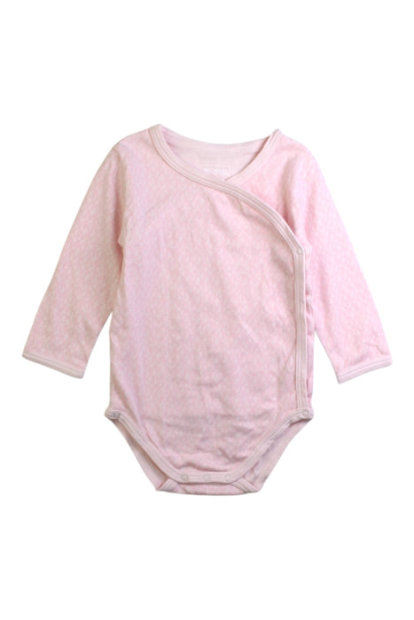 A Pink Long Sleeve Bodysuits from Michael Kors in size 6-12M for girl. (Front View)