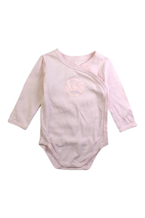 A Pink Long Sleeve Bodysuits from Michael Kors in size 3-6M for girl. (Front View)