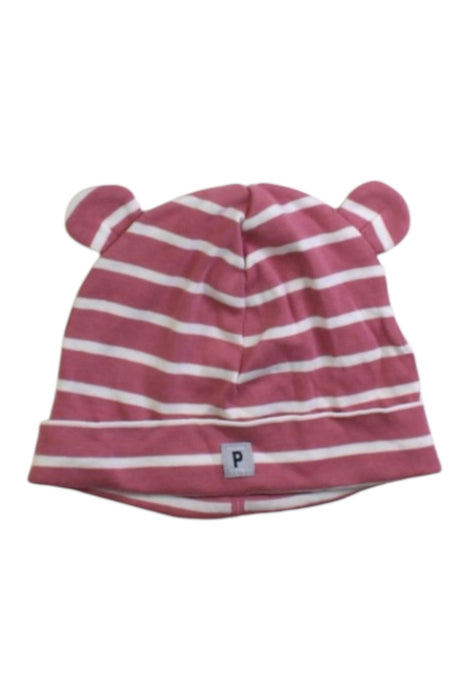 A Pink Beanies from Polarn O. Pyret in size 3-6M for neutral. (Front View)