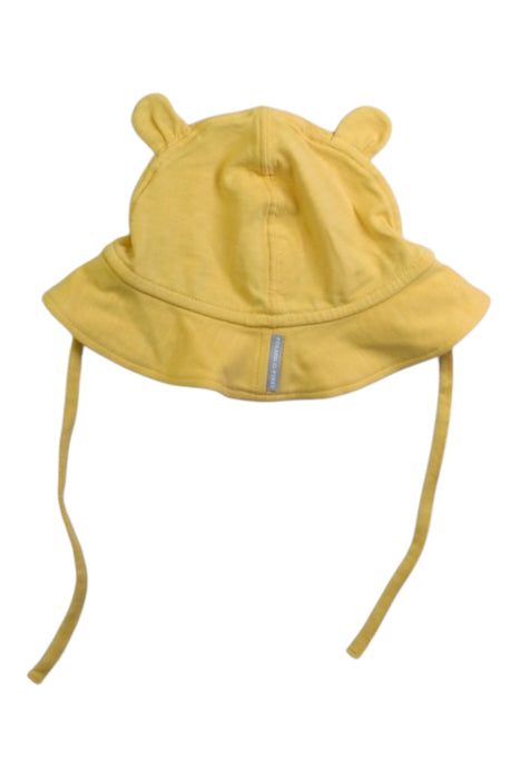 A Yellow Sun Hats from Polarn O. Pyret in size 3-6M for neutral. (Back View)