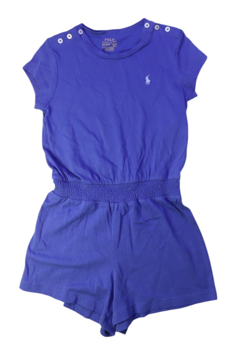 A Blue Short Sleeve Rompers from Polo Ralph Lauren in size 6T for girl. (Front View)
