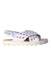 A White Sandals from Moschino in size 5T for girl. (Front View)