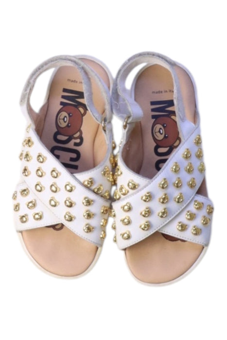 A White Sandals from Moschino in size 5T for girl. (Back View)
