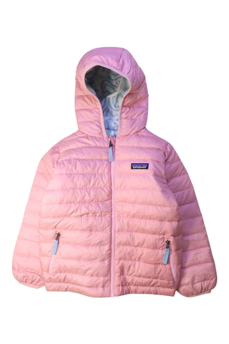 A Pink Puffer/Quilted Jackets from Patagonia in size 5T for girl. (Front View)