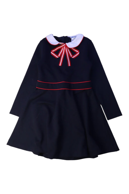 A Navy Long Sleeve Dresses from Jacadi in size 6T for girl. (Front View)