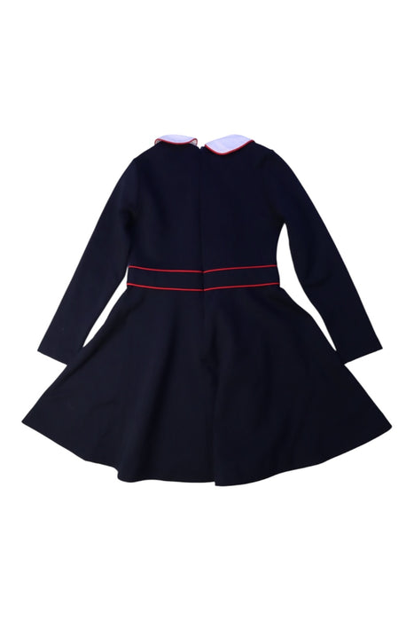 A Navy Long Sleeve Dresses from Jacadi in size 6T for girl. (Back View)