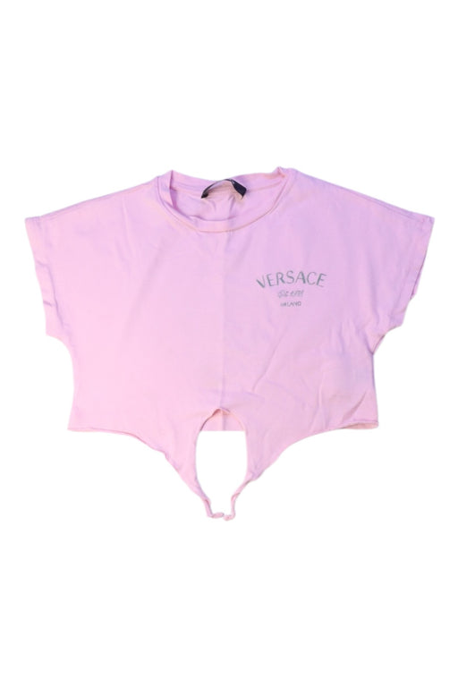 A Pink Short Sleeve Tops from Young Versace in size 6T for girl. (Front View)