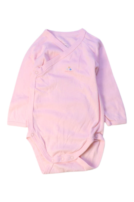 A Pink Long Sleeve Bodysuits from Petit Bateau in size 3-6M for girl. (Front View)