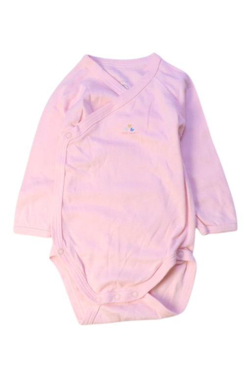 A Pink Long Sleeve Bodysuits from Petit Bateau in size 3-6M for girl. (Front View)