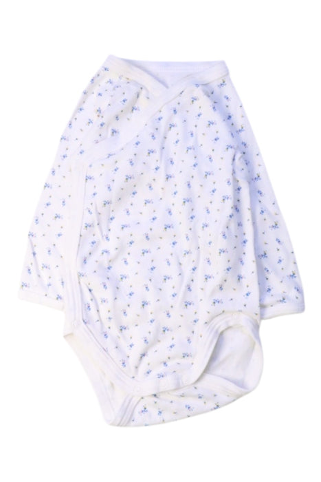 A White Long Sleeve Bodysuits from Petit Bateau in size 3-6M for girl. (Front View)