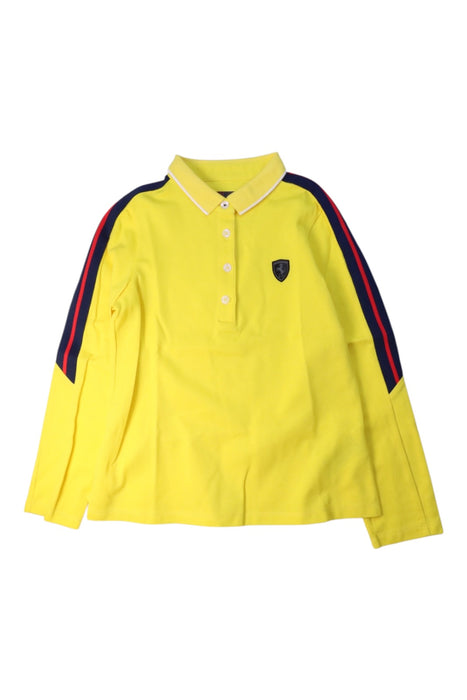 A Yellow Long Sleeve Polos from Ferrari in size 9Y for girl. (Front View)