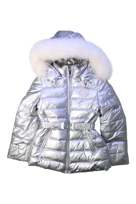 A Silver Puffer/Quilted Coats & Outerwear from Yves Salomon in size 6T for girl. (Front View)