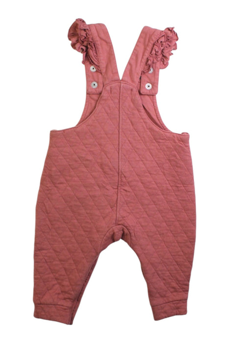 A Pink Long Overalls from purebaby in size 3-6M for girl. (Back View)