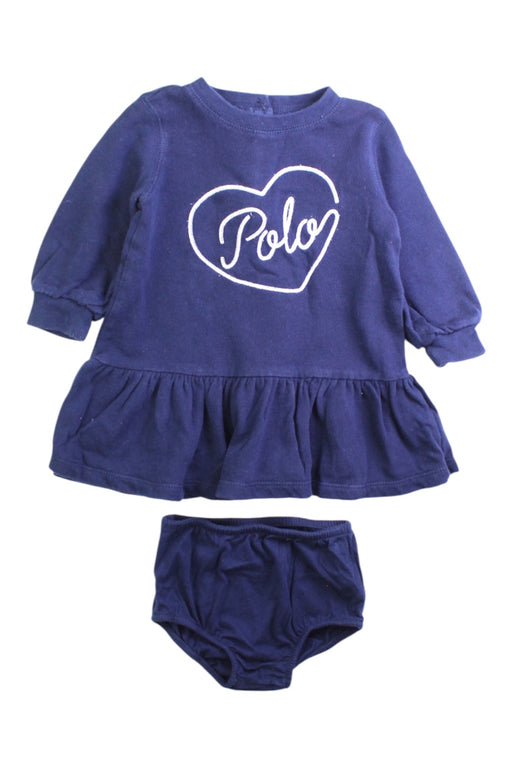A Navy Dress Sets from Ralph Lauren in size 3-6M for girl. (Front View)