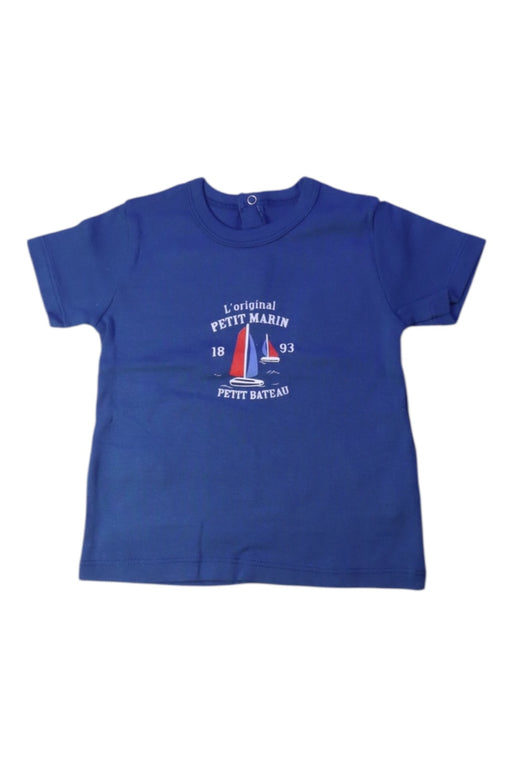 A Blue Short Sleeve T Shirts from Petit Bateau in size 12-18M for boy. (Front View)