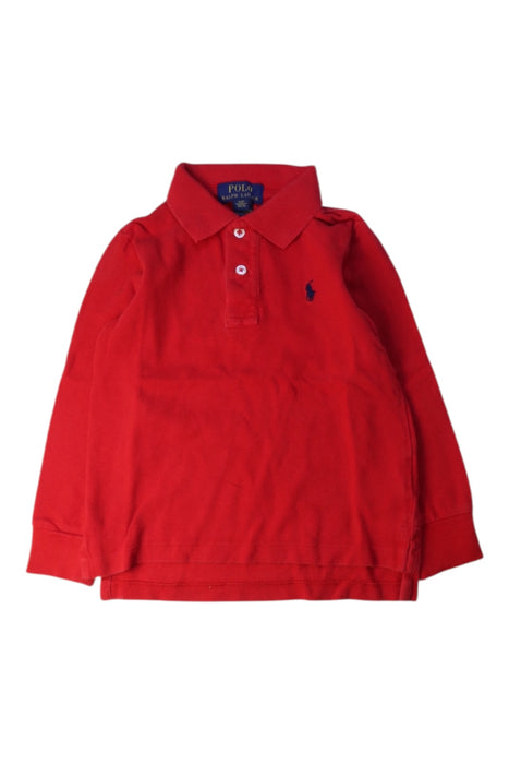 A Red Long Sleeve Polos from Polo Ralph Lauren in size 4T for boy. (Front View)