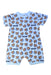 A Blue Short Sleeve Rompers from Moschino in size 12-18M for neutral. (Front View)