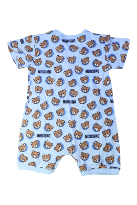 A Blue Short Sleeve Rompers from Moschino in size 12-18M for neutral. (Back View)
