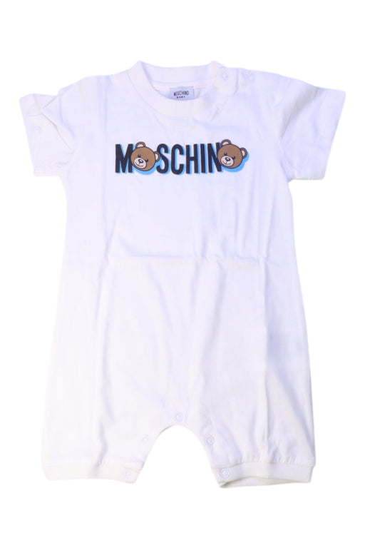 A White Short Sleeve Rompers from Moschino in size 12-18M for neutral. (Front View)