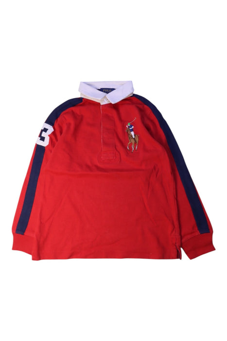 A Red Long Sleeve Polos from Polo Ralph Lauren in size 5T for boy. (Front View)