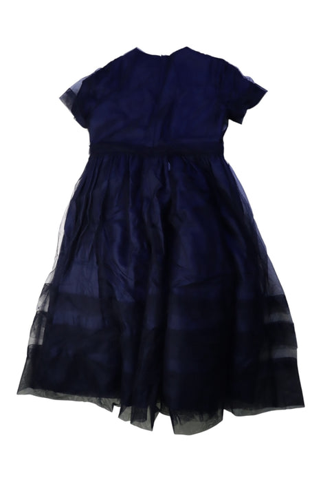 A Navy Short Sleeve Dresses from Il Gufo in size 10Y for girl. (Back View)