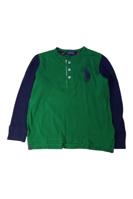 A Green Long Sleeve Polos from Polo Ralph Lauren in size 5T for boy. (Front View)