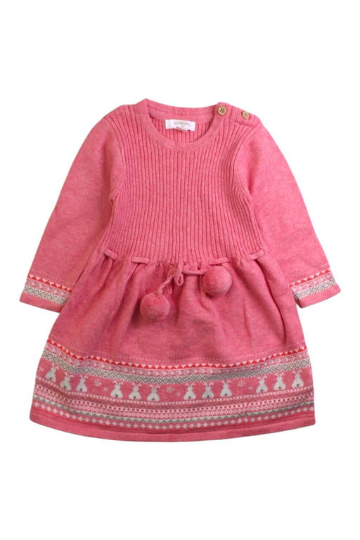 A Pink Sweater Dresses from purebaby in size 6-12M for girl. (Front View)