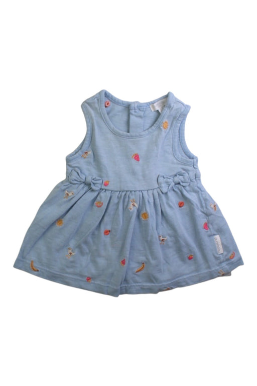 A Blue Sleeveless Dresses from purebaby in size 0-3M for girl. (Front View)