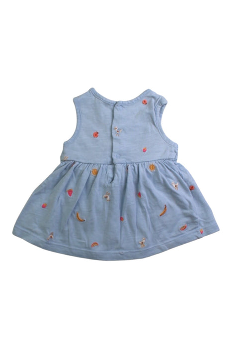 A Blue Sleeveless Dresses from purebaby in size 0-3M for girl. (Back View)