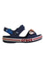 A Navy Sandals from Crocs in size 4T for neutral. (Front View)